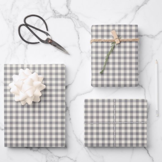Stijlvol Retro Gray Gingham Pset Pattern Inpakpapier Vel (Voorkant)