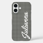 Stijlvol Retro Gray Gingham Pset Persoonlijk Case-Mate iPhone Case (Achterkant)