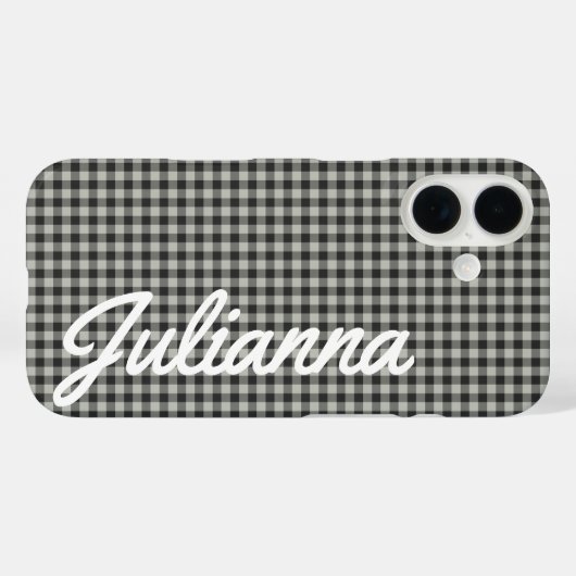 Stijlvol Retro Gray Gingham Pset Persoonlijk Case-Mate iPhone Case (Achterkant (horizontaal))