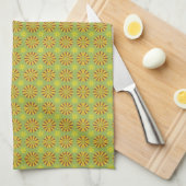 Stijlvol Retro Green Yellow & Red  Pattern Theedoek (Quarter Fold)