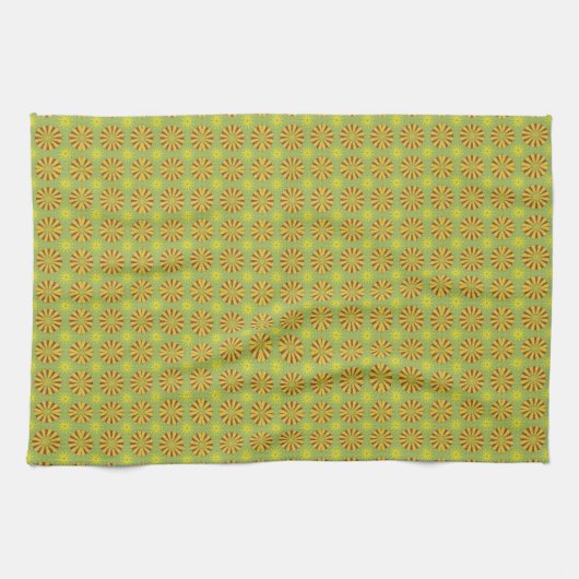 Stijlvol Retro Green Yellow & Red  Pattern Theedoek (Horizontaal)
