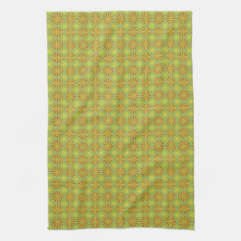 Stijlvol Retro Green Yellow & Red  Pattern Theedoek