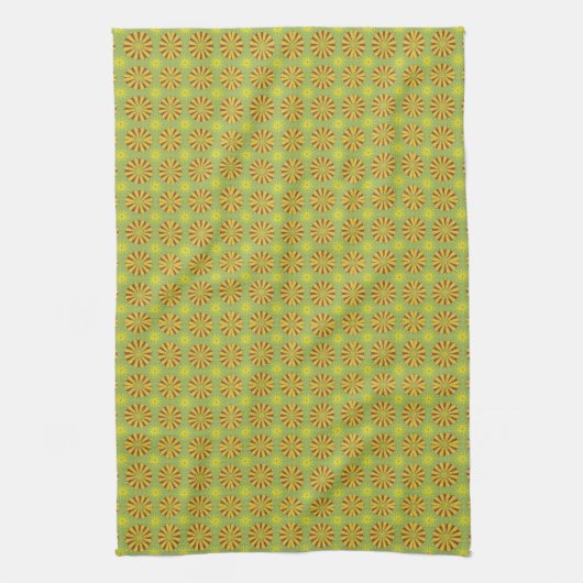 Stijlvol Retro Green Yellow & Red  Pattern Theedoek (Verticaal)
