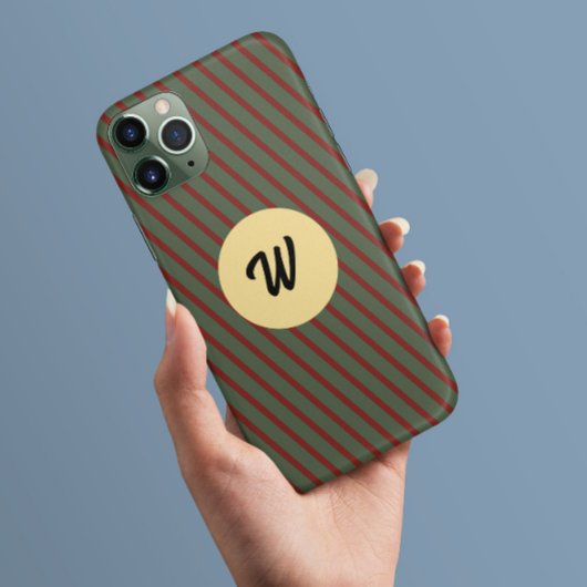 Stijlvol retro initiaal van rode en groene streep Case-Mate iPhone case