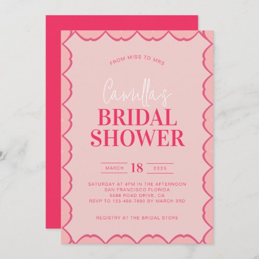 Stijlvol Retro Kleurrijk Rood en Roze Vrijgezellen Kaart (Voorkant / Achterkant)