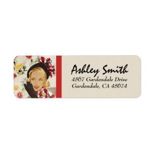 Stijlvol Retro Lady retouradres Etiket