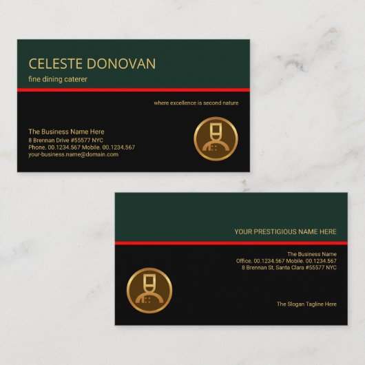 Stijlvol retro Layer Red Line Food Restaurant Chef Visitekaartje (Voorkant / Achterkant)