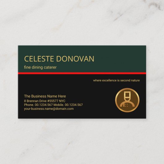 Stijlvol retro Layer Red Line Food Restaurant Chef Visitekaartje (Voorkant)