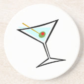 Stijlvol Retro Martini en Groene Olijf met Pimento Zandsteen Onderzetter (Voorkant)