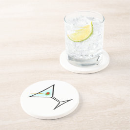 Stijlvol Retro Martini en Groene Olijf met Pimento Zandsteen Onderzetter