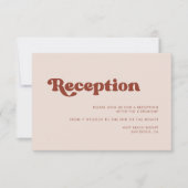 Stijlvol retro pach roze bruiloft receptie kaart (Voorkant)