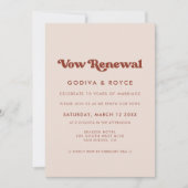 Stijlvol retro peach roze Vow vernieuwing Kaart (Voorkant)