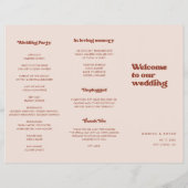 Stijlvol retro perzik roze drievoudig bruiloft pro flyer (Achterkant)