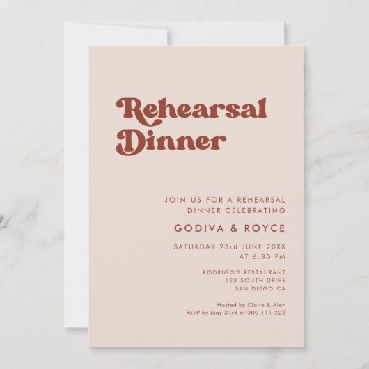 Stijlvol retro pink Rehearsal diner Kaart (Voorkant)