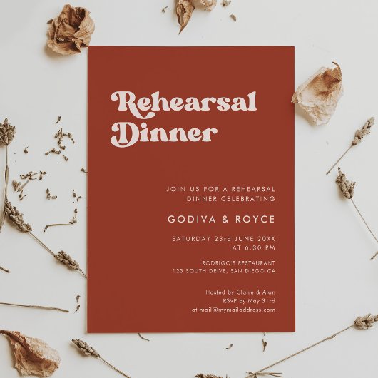 Stijlvol retro terracotta Rehearsal diner Kaart