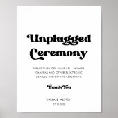Stijlvol retro Unplugged ceremony bruiloft poster (Voorkant)