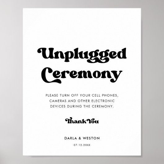 Stijlvol retro Unplugged ceremony bruiloft poster (Voorkant)