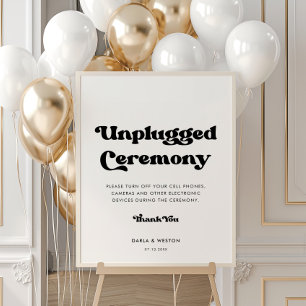 Stijlvol retro Unplugged ceremony bruiloft poster