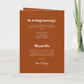 Stijlvol retro verbrand oranje bruiloft gevouwen p programma (Achterkant)