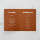 Stijlvol retro verbrand oranje bruiloft gevouwen p programma (Binnen)