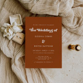 Stijlvol retro verbrand oranje bruiloft kaart