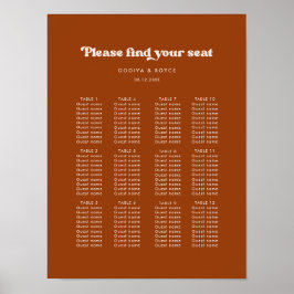 Stijlvol retro verbrand oranje bruiloft poster