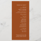 Stijlvol retro verbrand oranje trouwprogramma programmakaart (Achterkant)