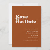 Stijlvol retro verbrand sinaasappel save the date (Voorkant)