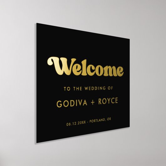 Stijlvol retro zwart en goud Welkom bij onze bruil Folie Afdrukken (Laagn)