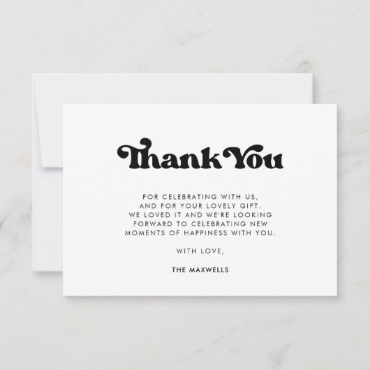 Stijlvol retro zwart & wit Baby shower Bedankkaart (Voorkant)