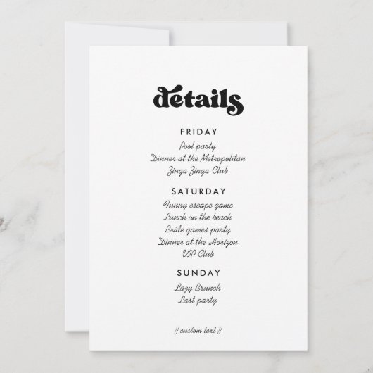 Stijlvol retro zwart-wit Bachelorette Weekend Kaart (Achterkant)