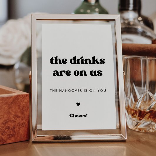 Stijlvol retro zwart-wit 'Open bar'-bord voor een Poster