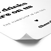 Stijlvol retro zwart-wit 'Open bar'-bord voor een Poster (Hoek)