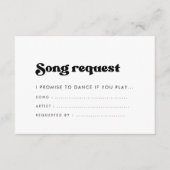 Stijlvol retro zwart-wit Song verzoek Informatiekaartje (Voorkant)