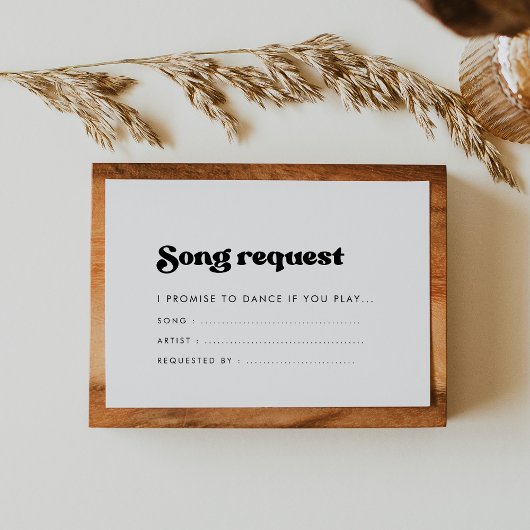 Stijlvol retro zwart-wit Song verzoek Informatiekaartje