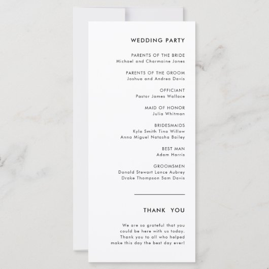 Stijlvol Retro Zwart & Wit Trouwprogramma (Achterkant)