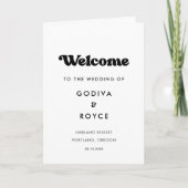 Stijlvol retro zwart-wit trouwprogramma gevouwen programma (Voorkant)