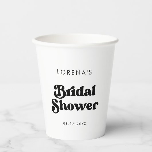 Stijlvol retro zwart & wit Vrijgezellenfeest Papieren Bekers (Voorkant)