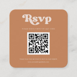 Stijlvol retrobruine suiker QR-code RSVP-respons Informatiekaartje