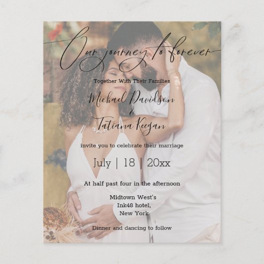 stijlvol romantisch script bruiloft foto uitnodigi (Voorkant)