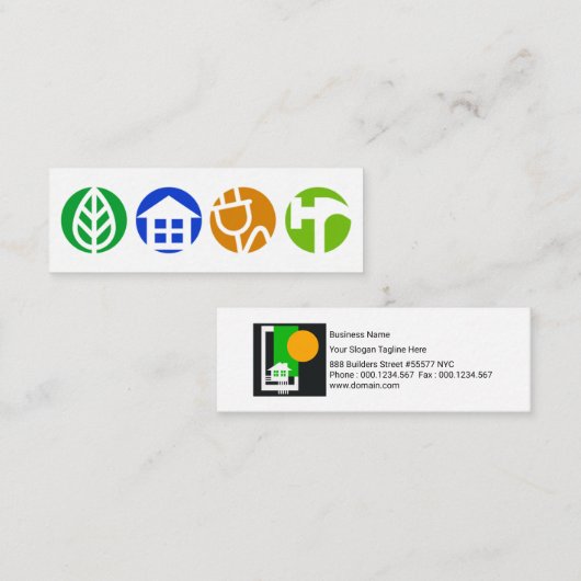 Stijlvol Rond Algemeen Bouw Placard Signaal Mini Visitekaartje (Voorkant / Achterkant)