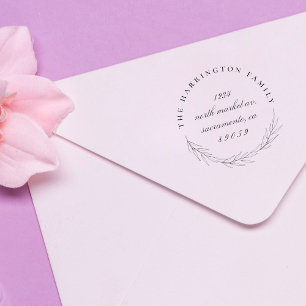 Stijlvol, ronde familienaam retouradres rubberstempel