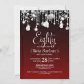 Stijlvol rood 80ste verjaardagsfeestje kaart (Voorkant)