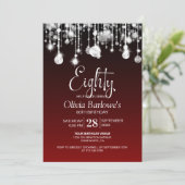 Stijlvol rood 80ste verjaardagsfeestje kaart (Staand voorkant)