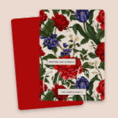 Stijlvol rood botanisch bloemig vrolijk kerstscrip feestdagenkaart