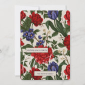 Stijlvol rood botanisch bloemig vrolijk kerstscrip feestdagenkaart (Voorkant)