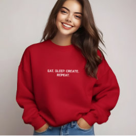 Stijlvol Rood Eat Sleep Creëer Herhaal Slogan T-shirt
