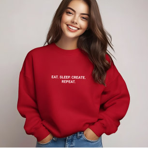 Stijlvol Rood Eat Sleep Creëer Herhaal Slogan T-shirt