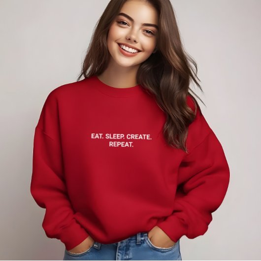 Stijlvol Rood Eat Sleep Creëer Herhaal Slogan T-shirt