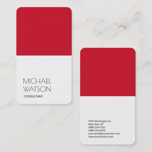 Stijlvol rood, eenvoudig wit, Trendy consultant Visitekaartje (Voorkant / Achterkant)
